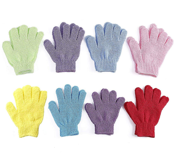 LPOW Bath Gloves 8 Pairs Double Sided Exfoliating Gloves Body Scrubber Scrubbing Glove Bath Mitts Scrubs